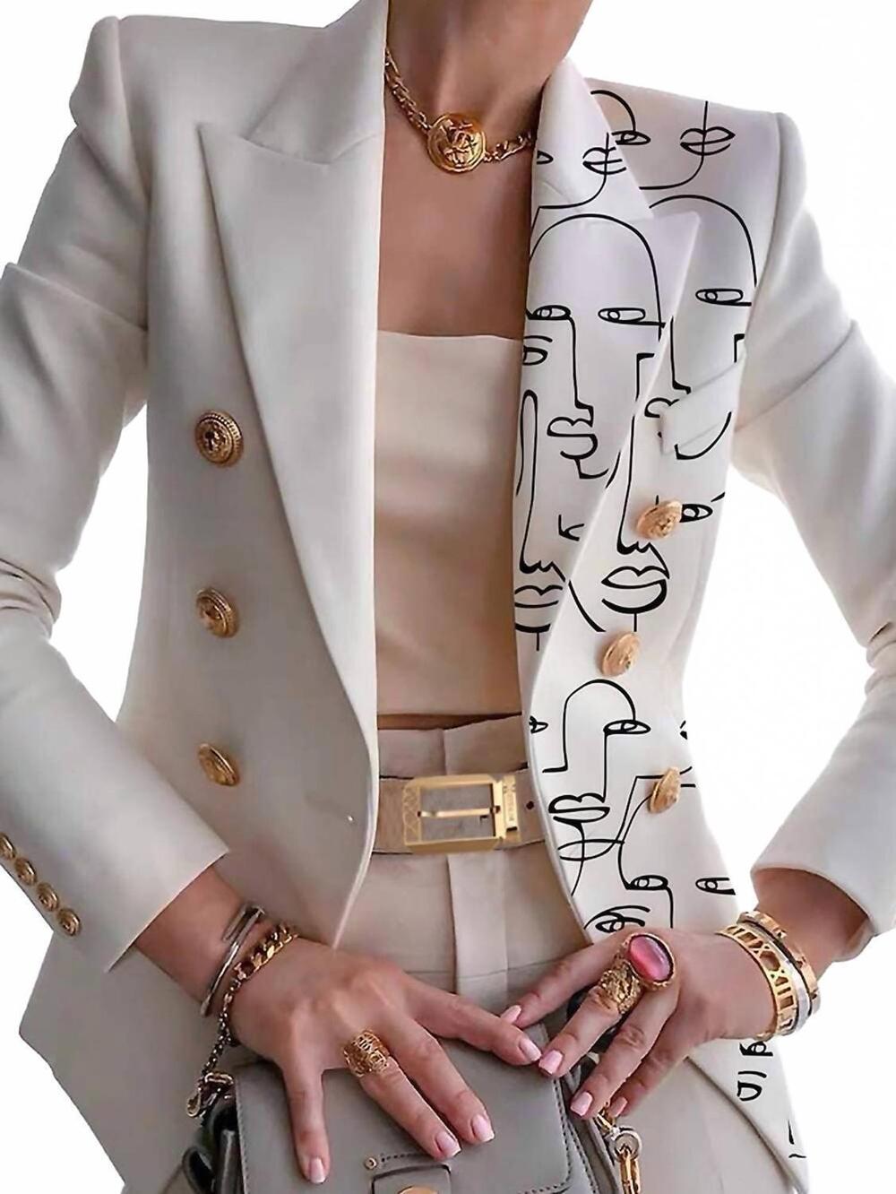 NEW FLARIX CORP fibre urban lapel collar abstract blazers in white